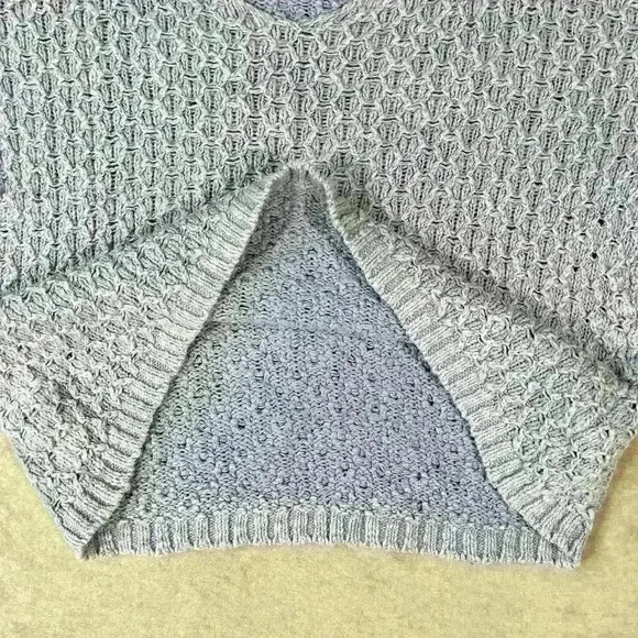 PILCRO High Low Cropped Crochet Waffle Knit Long Sleeve Sweater Women Small - Picture 10 of 12